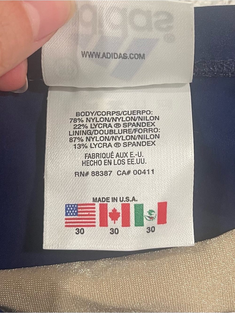 NWT Adidas Men's Swim Briefs Navy Blue White Striped Size 30 - Picture 7 of 8